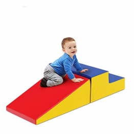 DREAMADE 2tlg. Großbausteine Kinder Bausteinset Schaumstoff, Riesenbausteine zum Rutschen & Klettern, Bauklötze Softbausteine Treppe & Rutsche für Kinderzimmer Kindergarten (Farbe2) - 1