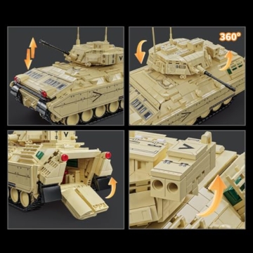 DUANT 39036 Gepanzerte Fahrzeuge M2 Bradley Baustein-Kit, Militärische Gepanzerte Panzer Fahrzeug-Baustein-Set, 1862 Pcs von Erwachsenen Gepanzerte Fahrzeug-Modell-Kits, Gebäude Spielzeug Geschenk - 7