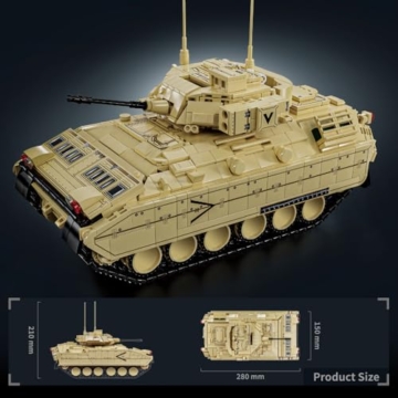 DUANT 39036 Gepanzerte Fahrzeuge M2 Bradley Baustein-Kit, Militärische Gepanzerte Panzer Fahrzeug-Baustein-Set, 1862 Pcs von Erwachsenen Gepanzerte Fahrzeug-Modell-Kits, Gebäude Spielzeug Geschenk - 8