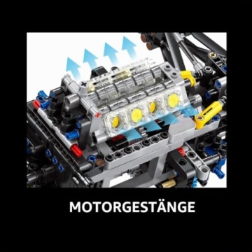 DUANT 39044 HYBRID V8 Rennwagen Baublock Set, 1: 8 Skala Supercar Bauspielzeug, 3507 Stück Technik Rennwagen Block Modelle, MOC Erwachsene Sportwagen Modelle Sammlung Geschenke - 6