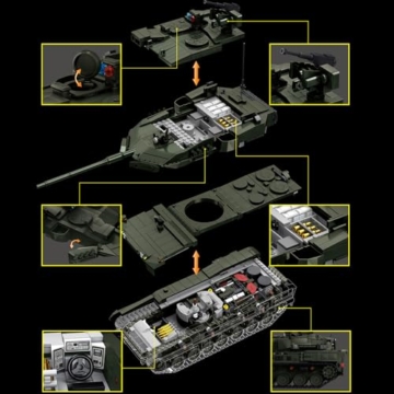 DUANT 39060 Leopard 2A8 Hauptkampfpanzer Bausteine Set, 2306 Teile Militärisches Panzerfahrzeug Modell Spielzeug, Panzermodelle für Raumdekoration oder Sammlung Verwendet (96012) - 2