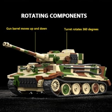 DUANT 39061 Deutscher Tiger Panzer Nr. 7 Bausteinsatz, 1603 Stück Militär 1:28 Maßstab Panzer Modell Spielzeug, Raumdekoration oder Sammlung (97013) - 4
