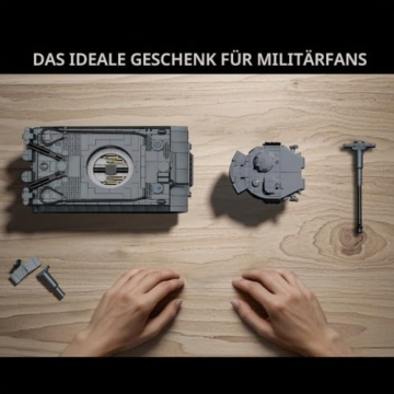 DUANT 39062 Tiger Tank No.1322 Bausteinsatz, 1622 Stück Militär 1:28 Maßstab Panzer Modell Spielzeug, Raumdekoration oder Sammlung (97015) - 5