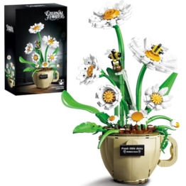 DUANT 39095 Kaffeetasse Daisies Bausteine Blume Set, 496stück Blumen und Pflanzen Serie Block Sets, Kreative Modell Geschenke und Einzigartige Sammlerstücke, Können für Raumdekoration Verwendet Werden - 1