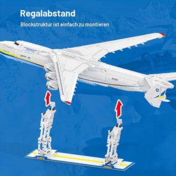 DUANT 39127 Technik 1:84 Antonov An-225 Mriya Klemmbausteine Bausatz, 5350 Teile groß Militär Transportflugzeug Flugzeugmodell für Sammler, Flugzeug Set für Erwachsene - 3