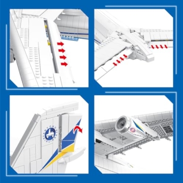 DUANT 39127 Technik 1:84 Antonov An-225 Mriya Klemmbausteine Bausatz, 5350 Teile groß Militär Transportflugzeug Flugzeugmodell für Sammler, Flugzeug Set für Erwachsene - 7