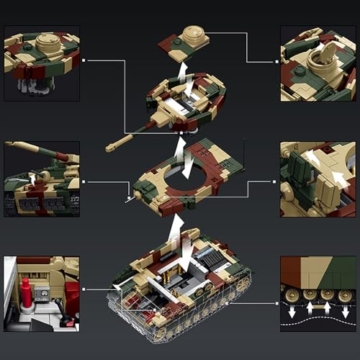 DUANT 39154 Panzer IV H Bausteinsatz, 1641 Stück Militär 1:28 Skala Panzer Modell Spielzeug, Raumdekoration oder Sammlung - 3