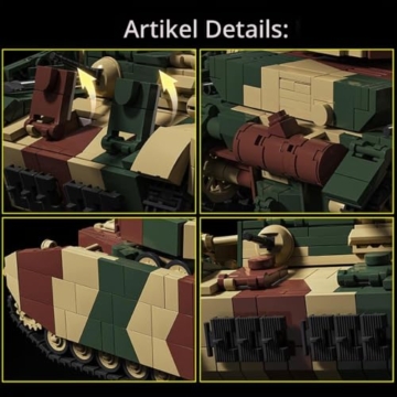 DUANT 39154 Panzer IV H Bausteinsatz, 1641 Stück Militär 1:28 Skala Panzer Modell Spielzeug, Raumdekoration oder Sammlung - 7