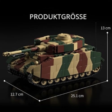 DUANT 39154 Panzer IV H Bausteinsatz, 1641 Stück Militär 1:28 Skala Panzer Modell Spielzeug, Raumdekoration oder Sammlung - 8