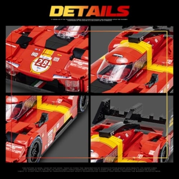 DUANT 499P Rennwagen Klemmbausteine Bausatz- 980 Teile, erweiterte Supercar Modell, technische Sportwagen Bausteine Set, Herausforderung BAU Spielzeug Geschenk für Hobbyisten und Erwachsene - 6