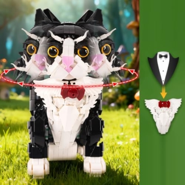 DUANT 59019 Katze Sonnenblumen Baustein Set, 1434pcs Katze Modell kreative Enthusiasten Geschenke und einzigartige Sammlerstücke - 5