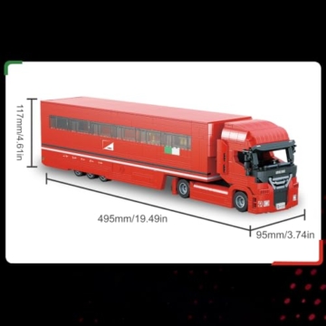 DUANT 59031 Roter LKW Baustein Set, 1228pcs LKW Modell Kreative Enthusiasten Geschenke und Einzigartige Sammlerstücke - 8