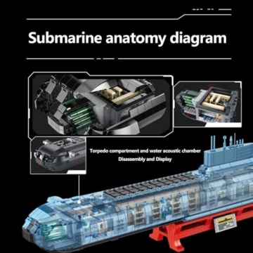 DUANT 628020 941 Modell Atom-U-Boote Bausteine Bausatz, 4474 Stück Militär Atom-U-Boot-Komponenten von Kriegsschiffen, Sammelbar Zeigen Sie U-Boot Modelle Spielzeug und Geschenke - 6