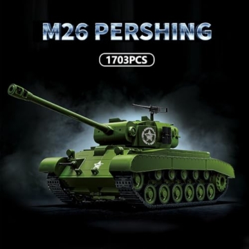 DUANT 97011 M26 Pershing Heavy Tank Baustein Set, Militär Panzer Modell Spielzeug Kit, 1703 Stück Erwachsene MOC Panzer Fahrzeug Modell Kit, Militär Enthusiast Baustein Spielzeug Geschenk - 2