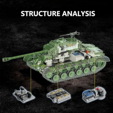 DUANT 97011 M26 Pershing Heavy Tank Baustein Set, Militär Panzer Modell Spielzeug Kit, 1703 Stück Erwachsene MOC Panzer Fahrzeug Modell Kit, Militär Enthusiast Baustein Spielzeug Geschenk - 7