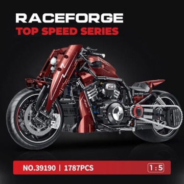 DUANT American Cruiser Motorrad Klemmbausteine Technik, EIN MOC-Motorrad im Maßstab 1:5, EIN Sammler- und Ausstellungsstück, EIN tolles Geschenk für Erwachsene. - 2