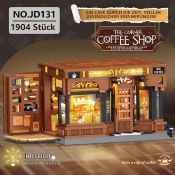 DUANT American-Style Coffee Shop Klemmbausteine Bausatz, City Street Bausteine Set mit Lichtern, 1904 Stück modulares Haus BAU Bausatz, Idee Montage Geschenk für Erwachsene - 2