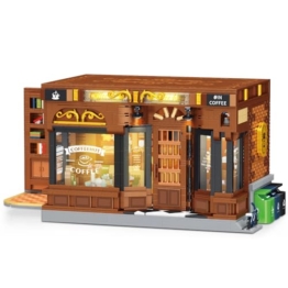 DUANT American-Style Coffee Shop Klemmbausteine Bausatz, City Street Bausteine Set mit Lichtern, 1904 Stück modulares Haus BAU Bausatz, Idee Montage Geschenk für Erwachsene - 1