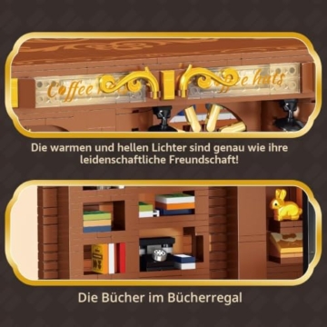 DUANT American-Style Coffee Shop Klemmbausteine Bausatz, City Street Bausteine Set mit Lichtern, 1904 Stück modulares Haus BAU Bausatz, Idee Montage Geschenk für Erwachsene - 5