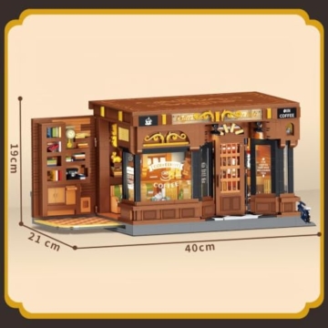 DUANT American-Style Coffee Shop Klemmbausteine Bausatz, City Street Bausteine Set mit Lichtern, 1904 Stück modulares Haus BAU Bausatz, Idee Montage Geschenk für Erwachsene - 7