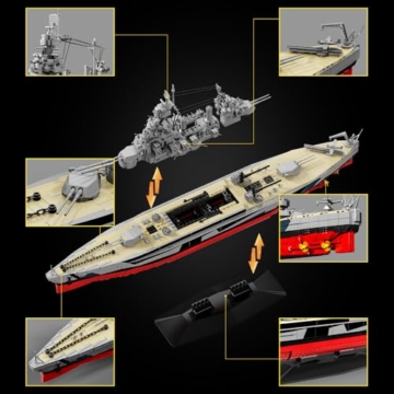 DUANT Colorado Schlachtschiff (BB-45) Klemmbausteine Technik,WW2 Marine Militärschiff Großes MOC-Modell,Geschenk Spielzeug Schiff für Erwachsene Sammler und zur Ausstellung - 3