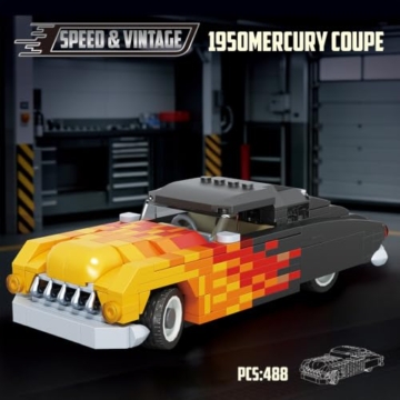 DUANT Flammen-Schlitten-Sportwagen-Bausatz, Serie Super Retro Sportwagen, MOC Modellbausatz für Erwachsene - 2