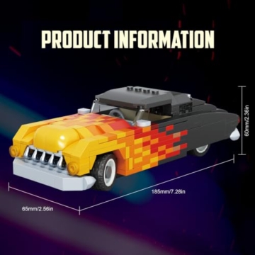 DUANT Flammen-Schlitten-Sportwagen-Bausatz, Serie Super Retro Sportwagen, MOC Modellbausatz für Erwachsene - 7