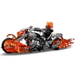 DUANT Hero Ghost Knight Klemmbausteine ​​Technik, Kreatives Motorrad Stunt Man Modellbausteine, Flame Skull Man Cooles Fahrzeug Spielzeug Geschenk für Erwachsene - 1