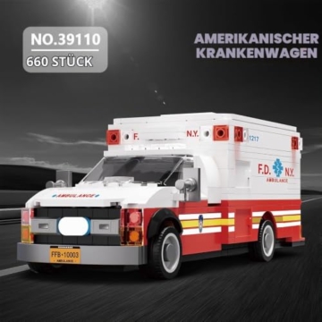 DUANT Krankenwagen Klemmbausteine Technik, Spielzeugautos der City Rescue Team Serie, Erste-Hilfe-Modell für Erwachsene, geeignet zum Sammeln und Ausstellen (39110) - 3