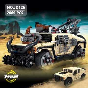 DUANT Max Hammer 2 In 1 Wüste Off Road Fahrzeug Klemmbausteine Bausatz, 2069 Teile Militärisches Humvvee Modell Bausteine Set, Jeep SUV Montage Geschenk für Fans- Hobbyisten und Erwachsene - 2
