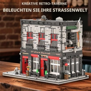 DUANT Oak Barrel Tavern Modular Design House Bausteinset, 2368 Teile Street View Series Building House, geeignet für die Sammlung von Erwachsenen und zum Verschenken von Spielzeugmodellen - 2
