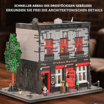 DUANT Oak Barrel Tavern Modular Design House Bausteinset, 2368 Teile Street View Series Building House, geeignet für die Sammlung von Erwachsenen und zum Verschenken von Spielzeugmodellen - 4