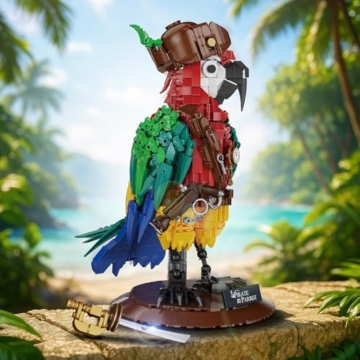 DUANT Piratenpapagei-Bausteinset, Kreative Tierserie, MOC Piratenkapitän, Modellbausteine für Erwachsene zum Sammeln und Ausstellen - 3
