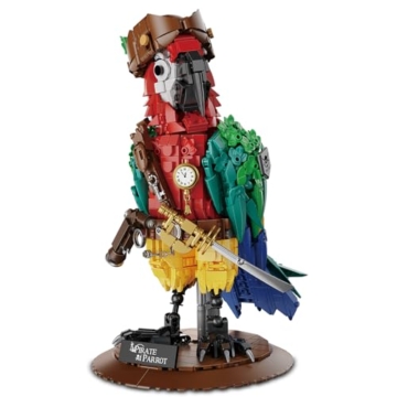DUANT Piratenpapagei-Bausteinset, Kreative Tierserie, MOC Piratenkapitän, Modellbausteine für Erwachsene zum Sammeln und Ausstellen - 1