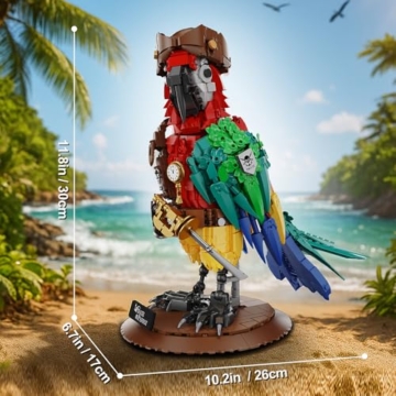 DUANT Piratenpapagei-Bausteinset, Kreative Tierserie, MOC Piratenkapitän, Modellbausteine für Erwachsene zum Sammeln und Ausstellen - 5