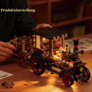 DUANT Retro mechanisches Dampfauto Klemmbausteine Technik, MOC-Oldtimer-Bausatz, Supercar-Spielzeugmodell, Bausteine für Erwachsene zum Sammeln von Autos(1-10) - 5