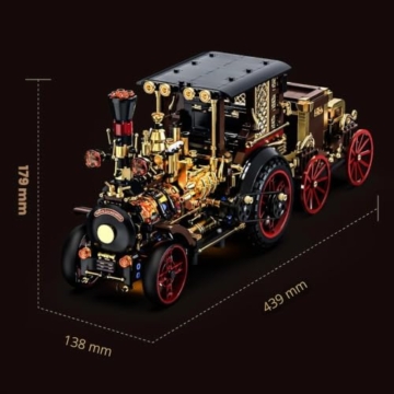 DUANT Retro mechanisches Dampfauto Klemmbausteine Technik, MOC-Oldtimer-Bausatz, Supercar-Spielzeugmodell, Bausteine für Erwachsene zum Sammeln von Autos(1-10) - 9