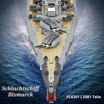 DUANT Technik FC4201 Deutsches Schlachtschiff Bismarck klemmbausteine, 2081 PCS MOC Groß WWII Deutsches Militär Kriegsschiff Marine-Schlachtschiff Modell für Erwachsene - 3