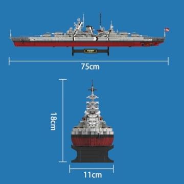 DUANT Technik FC4201 Deutsches Schlachtschiff Bismarck klemmbausteine, 2081 PCS MOC Groß WWII Deutsches Militär Kriegsschiff Marine-Schlachtschiff Modell für Erwachsene - 8