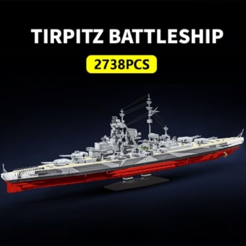 DUANT Tirpitz Schlachtschiff Bausteine, WW2 Militärserie Bismarck-Klasse Schlachtschiff 2. Schiff, Geeignet für Erwachsene Bauspielzeug Geschenk Klemmbausteine Technik Schiff - 2