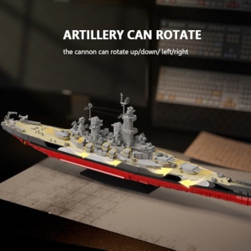 DUANT USS Missouri (BB-63) Klemmbausteine Technik, das dritte Schiff der Iowa-Klasse der US-Marine, ist EIN Sammlerstück und EIN beliebtes Geschenk für Militärbegeisterte und Erwachsene(39071) - 5