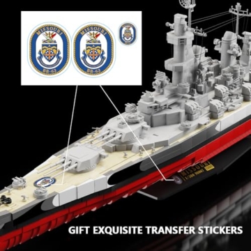 DUANT USS Missouri (BB-63) Klemmbausteine Technik, das dritte Schiff der Iowa-Klasse der US-Marine, ist EIN Sammlerstück und EIN beliebtes Geschenk für Militärbegeisterte und Erwachsene(39071) - 6