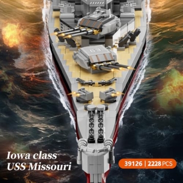 DUANT USS Missouri Schlachtschiff (BB-63) Marine Klemmbausteine Technik, das dritte Schiff der Schlachtschiffe der Iowa-Klasse, ein MOC-Militärmodell eines Kriegsschiff aus dem Zweiten Weltkrieg - 3