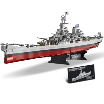 DUANT USS Missouri Schlachtschiff (BB-63) Marine Klemmbausteine Technik, das dritte Schiff der Schlachtschiffe der Iowa-Klasse, ein MOC-Militärmodell eines Kriegsschiff aus dem Zweiten Weltkrieg - 1