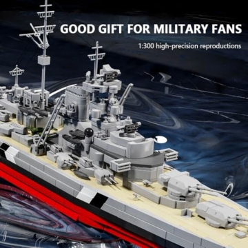 DUANT WW2 Bismarck Schlachtschiff Bausteinset, Eines der Militärserie Deutsche Bismarck Groß kriegsschiffe, Geeignet für Erwachsene MOC Spielzeug Geschenk Klemmbausteine Technik Schiff (39057) - 4