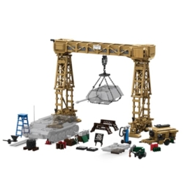 DUANT WWII Fluss-Portalkran Klemmbausteine Set – Militärtechnik Modellbausatz für 1:28 Fahrzeuge – Militärisches Engineering Spielzeug (Tankmodell Nicht enthalten) - 1