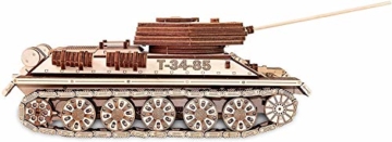 EWA Eco-Wood-Art Tank EWA EcoWoodArt 3D Holzpuzzle für Jugendliche und Erwachsene-Mechanischer Panzer T-34-85 Modell-DIY Kit, Selbstmontage, Natur - 3