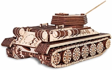 EWA Eco-Wood-Art Tank EWA EcoWoodArt 3D Holzpuzzle für Jugendliche und Erwachsene-Mechanischer Panzer T-34-85 Modell-DIY Kit, Selbstmontage, Natur - 6