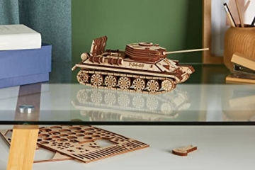 EWA Eco-Wood-Art Tank EWA EcoWoodArt 3D Holzpuzzle für Jugendliche und Erwachsene-Mechanischer Panzer T-34-85 Modell-DIY Kit, Selbstmontage, Natur - 7