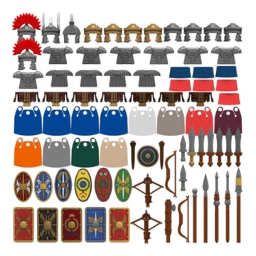 ExPrismarx Militär Waffen Set, Mittelalterliche Römische Truppen Waffen Zubehör Bausteine Set, Kompatibel mit den Meisten Marken (82 Teile) - 1